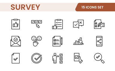 Survey feedback, testimonial, customer thin line icons. For website marketing design, logo, app, template, ui, etc.