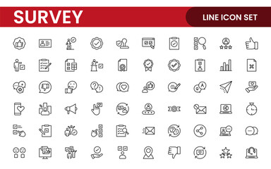 Survey feedback, testimonial, customer thin line icons. For website marketing design, logo, app, template, ui, etc.