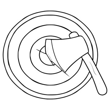 throwing axe illustration hand drawn outline vector