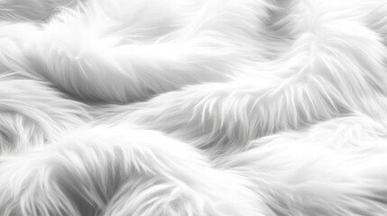 Fototapeta premium Faux fur texture in white, captured in detail to show its softness and synthetic quality, ideal for fashion and interior design applications