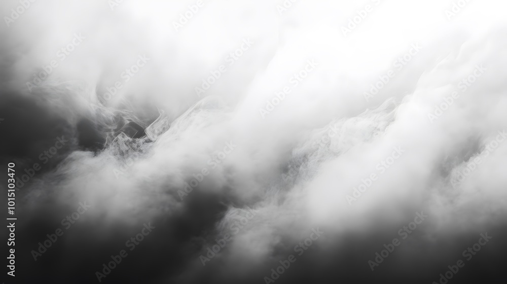 Aufkleber an ethereal black and white image of swirling clouds, creating a dramatic and moody atmosphere with 