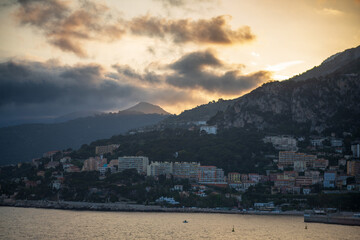 Panoramic view of Monte Carlo marina and cityscape