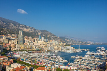 Panoramic view of Monte Carlo marina and cityscape