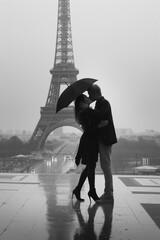 Kissing under the umbrella