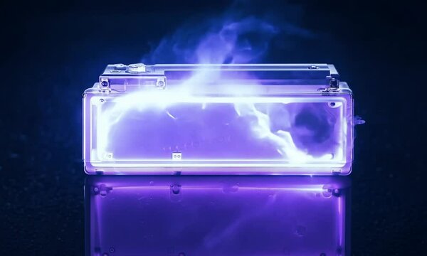 solid state battery purple glowing