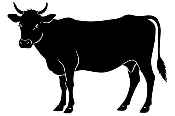 black and white cow on white background 