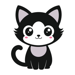 Cartoon kitten silhouette vector with rounded head and friendly expression for children’s designs.
Cute kitten vector silhouette in black and white style with bold outlines and minimal details.