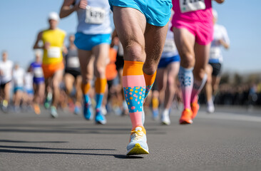 Fototapeta premium Knees and Socks Worn in Running Style | Athletic Fashion for Runners and Fitness Enthusiasts