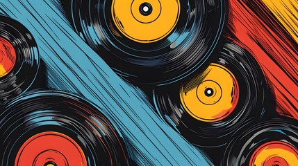 Vintage Vinyl Record Sleeve Design in Simple Vector Art