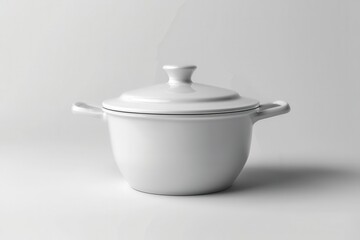 white ceramic cooking pot or saucepan isolated on white background, kitchenware