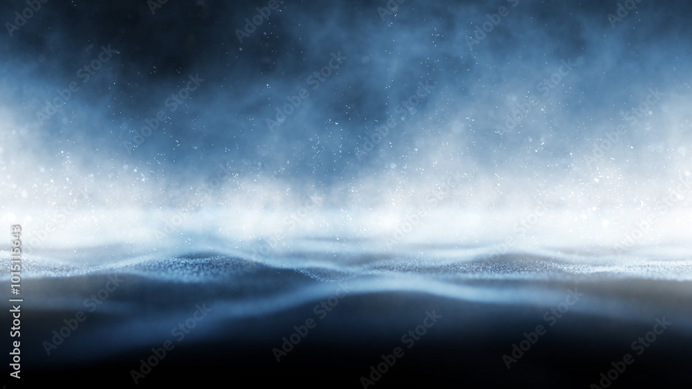 Aufkleber wavy texture landscape with fog effect and particles abstract concept copy space background illustra