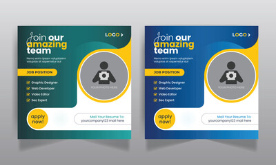 We are hiring job vacancy social media post or square web banner template