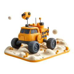 Fototapeta premium 3d Render of a Toy Mars Rover Exploring the Martian Surface with Camera