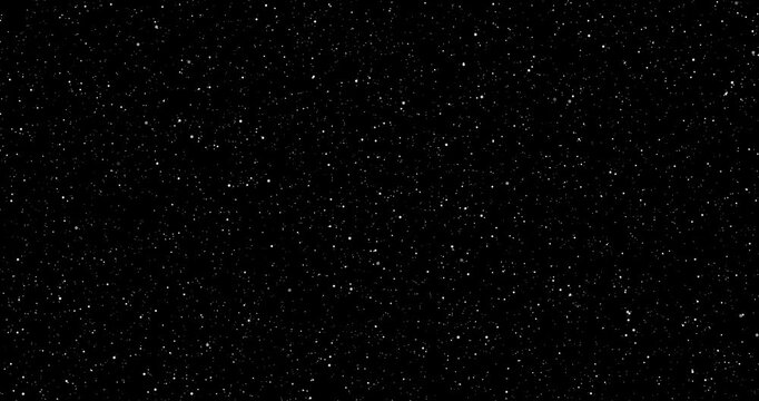 Slow stars brust passing camera 3d on black background