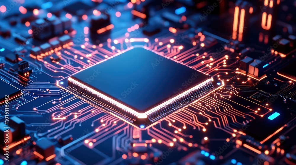 Aufkleber glowing circuit board patterns in dark background