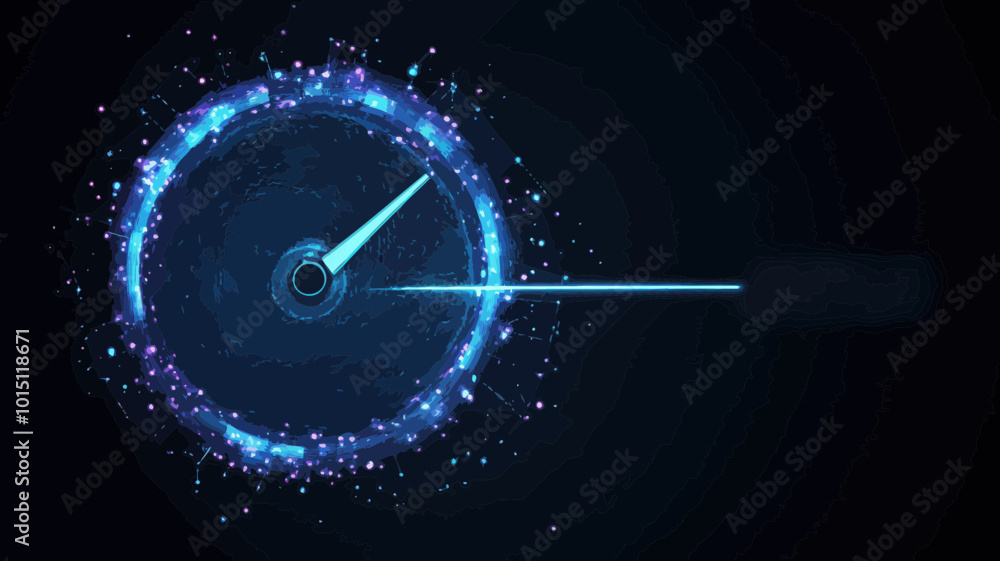 Poster abstract 3d low poly network cable and speedometer, high-speed internet connection concept, digital 