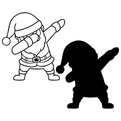 Silhouette of Santa Claus. Happy, cheerful, dancing, moving, patting. Vector Christmas party illustration, on a transparent background.