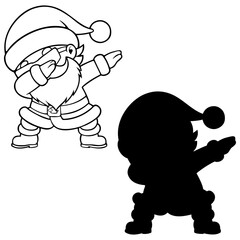 Silhouette of Santa Claus dancing, moving, slapping. Christmas party vector illustration on a transparent background.