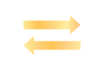 Golden arrow sign isolated on transparent background. Set of directional arrows in gradient gold color . Set of arrows