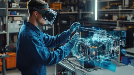 AR technology for vehicle inspection: Technicians using augmented reality diagnostics to improve engine maintenance
