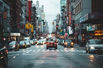 Urban streets at dusk showcasing vibrant local life, ideal for capturing the essence of city hustle and bustle across various locations