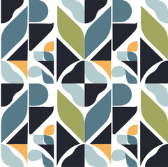 Floral abstract geometric seamless pattern for wrapping, pack paper, greeting cards, posters, banners and social media. Natural eco agriculture background with flowers, plants and simple forms.