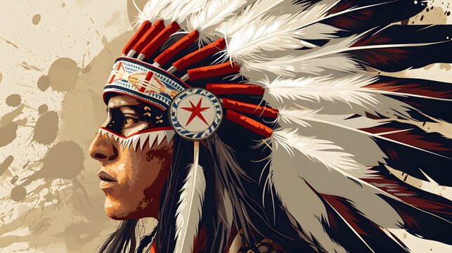 Vector Illustration of Traditional Native American War Bonnet