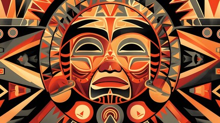 Native American Sand Painting Design in Vector Art Style