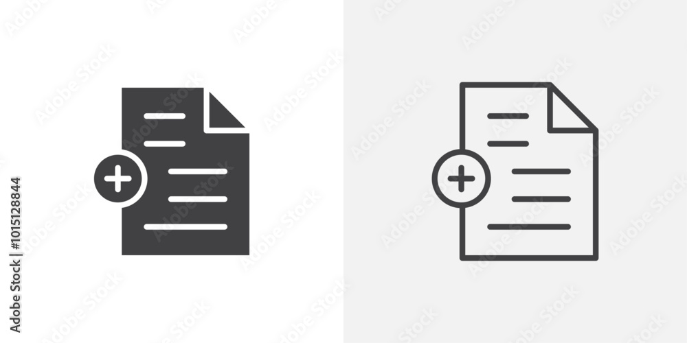 Poster Add document icon vector icon set in black and white color.