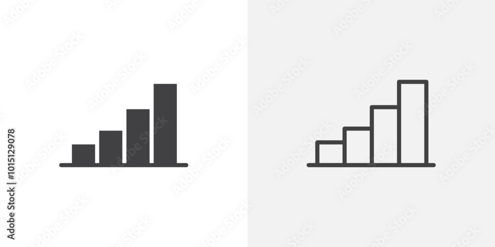 Poster bar chart icon vector icon set in black and white color.