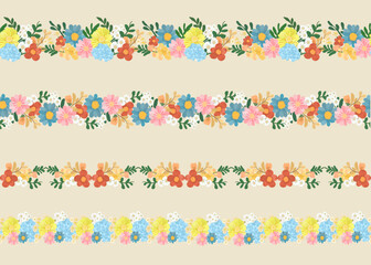 Floral Border Pattern with Colorful Flowers