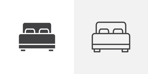 Bed icon vector icon set in black and white color.