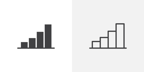 Bar chart icon vector icon set in black and white color.