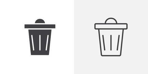 Bin icon vector icon set in black and white color.