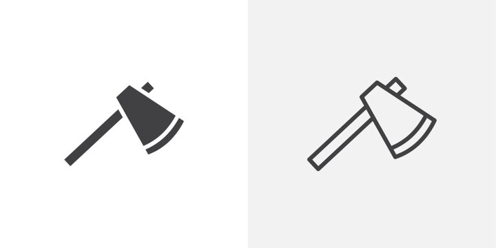 Axe icon vector icon set in black and white color.
