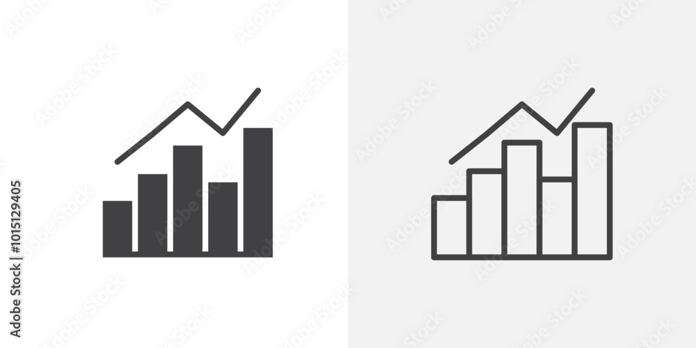 Poster chart icon vector icon set in black and white color.