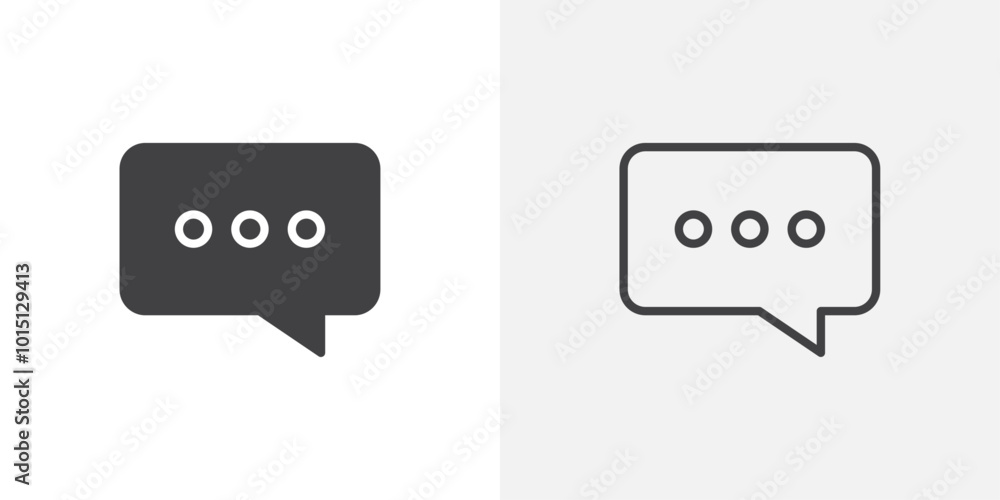 Poster chat icon vector icon set in black and white color.