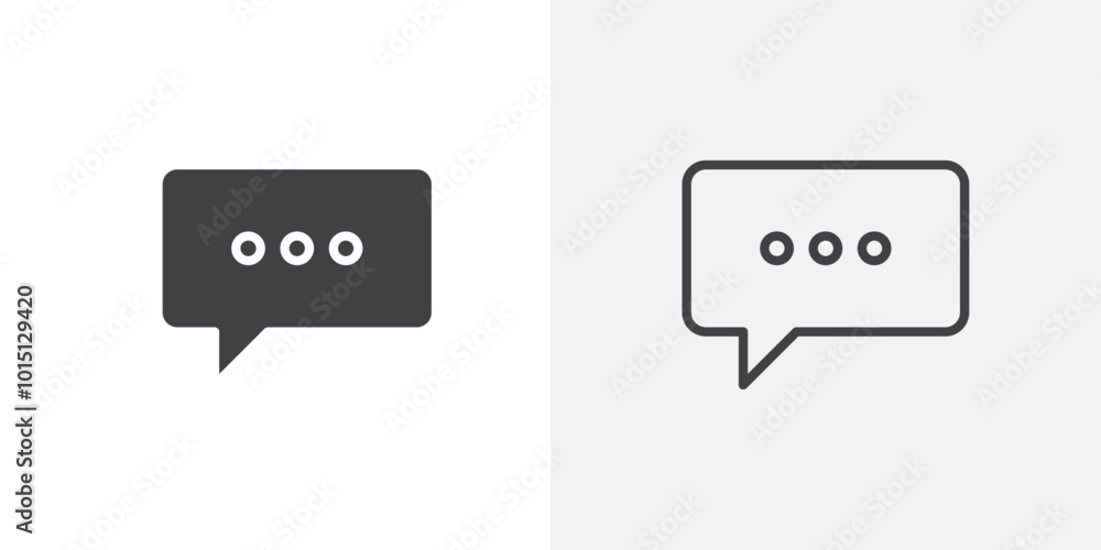 Poster chat icon vector icon set in black and white color.