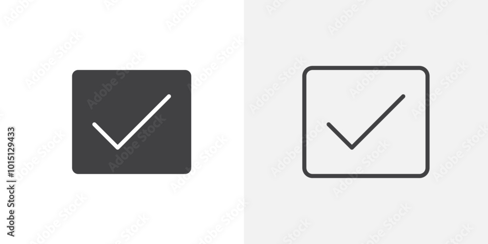 Poster checkmark icon vector icon set in black and white color.