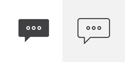 Chat icon vector icon set in black and white color.