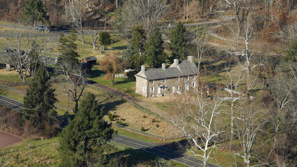 The colorful forest view in the natural park in autumn