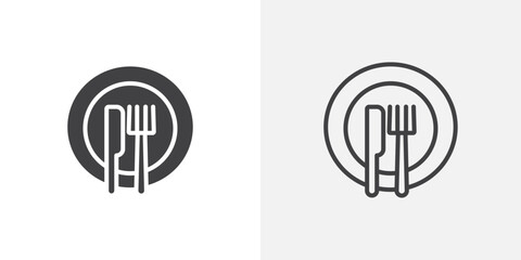 Cutlery icon vector icon set in black and white color.