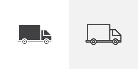 Delivery van icon vector icon set in black and white color.