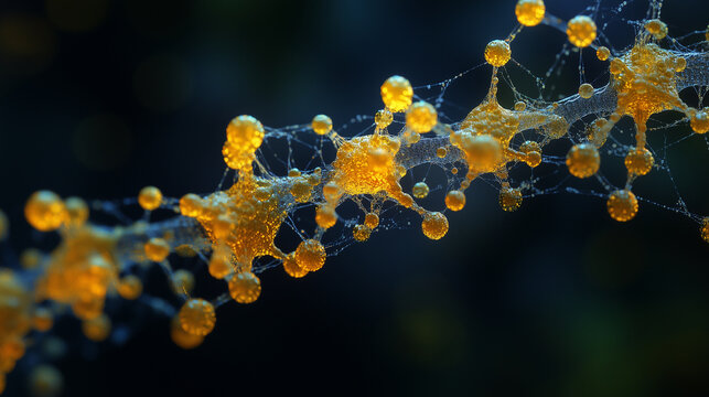 A close-up of yellow organic structures with black background,  features organic forms, macro photography, and dark tones. The ma