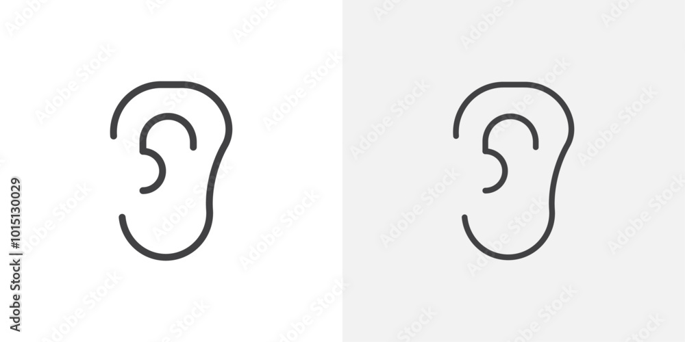 Poster ear icon vector icon set in black and white color.