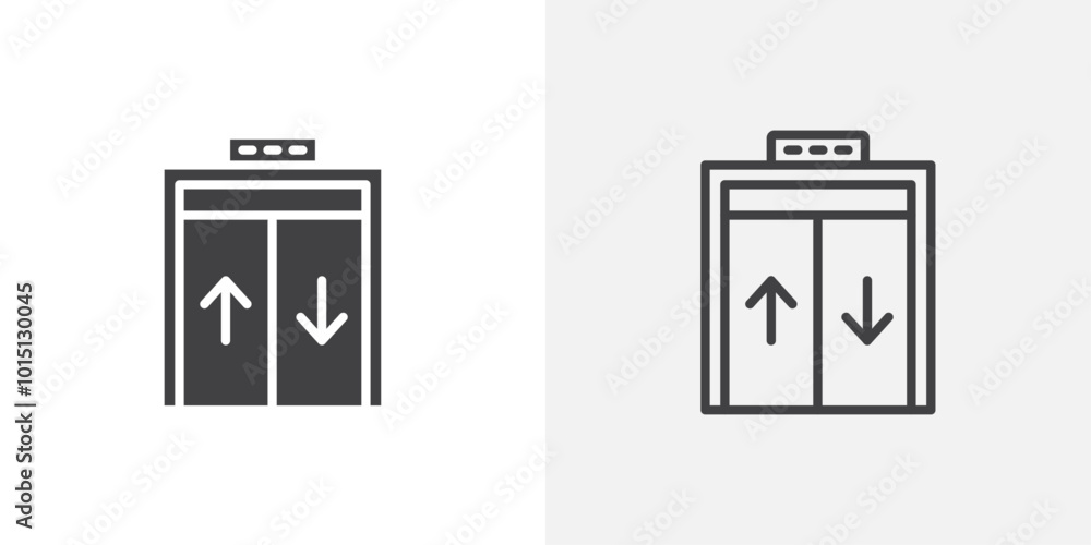 Poster elevator icon vector icon set in black and white color.