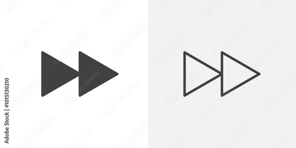 Aufkleber fast forward icon vector icon set in black and white color.