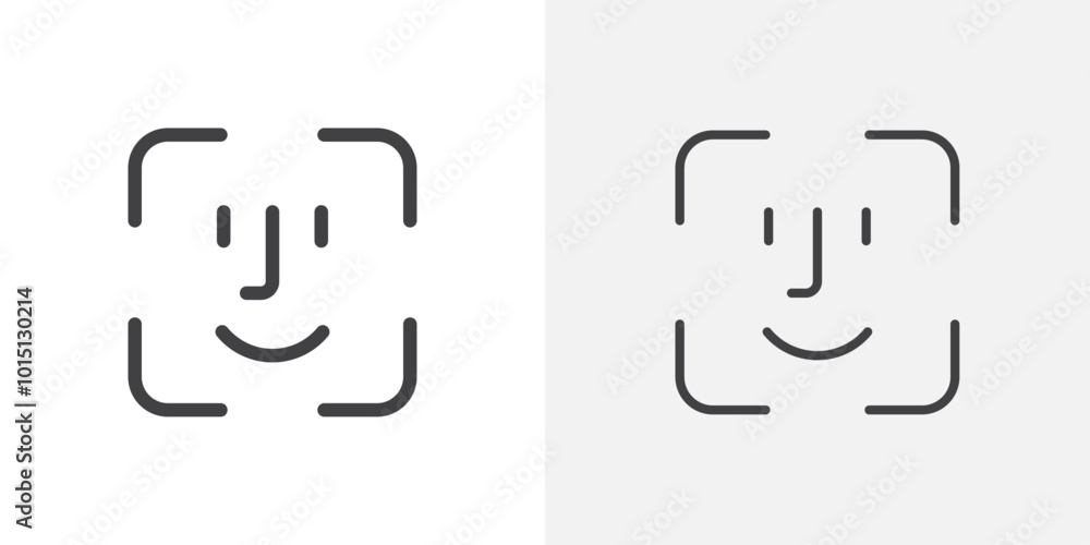 Poster face id icon vector icon set in black and white color.