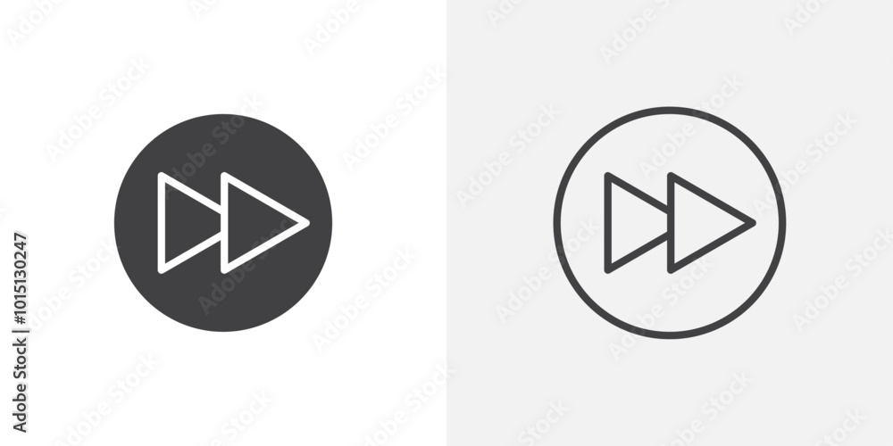Poster Fast forward icon vector icon set in black and white color.