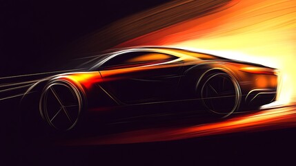 A Sleek, Abstractly Painted Sports Car, Gliding Through a Stream of Light